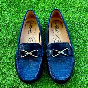 Lifestride Womens Turnpike Loafer Luxe Navy Croco Size 8W